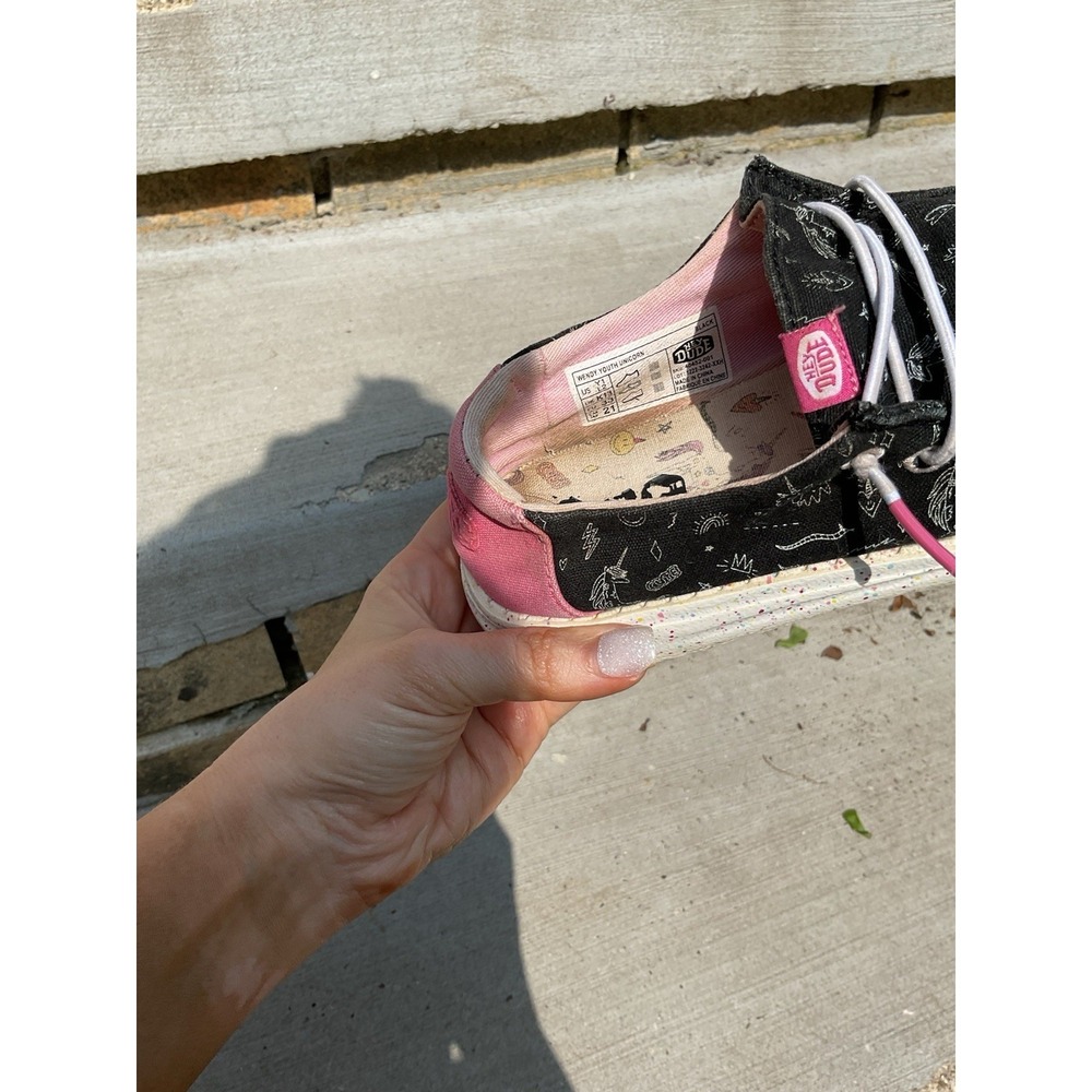 Hey Dude Girls Shoes Wendy Youth Unicorn Notebook Black Lightweight Slip-On Y1 - Picture 6 of 6